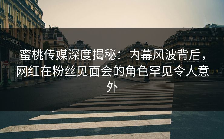蜜桃传媒深度揭秘：内幕风波背后，网红在粉丝见面会的角色罕见令人意外
