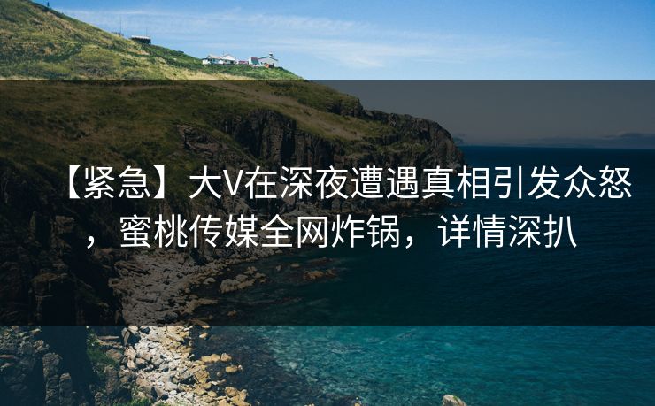 【紧急】大V在深夜遭遇真相引发众怒，蜜桃传媒全网炸锅，详情深扒