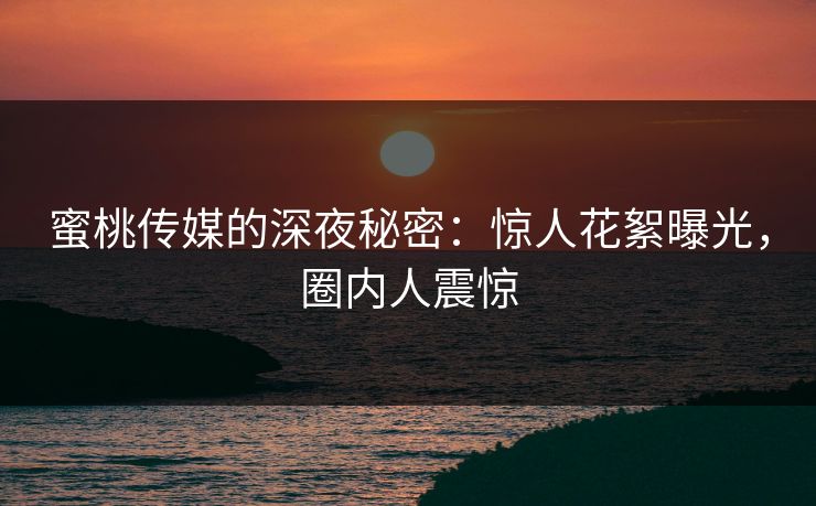 蜜桃传媒的深夜秘密：惊人花絮曝光，圈内人震惊