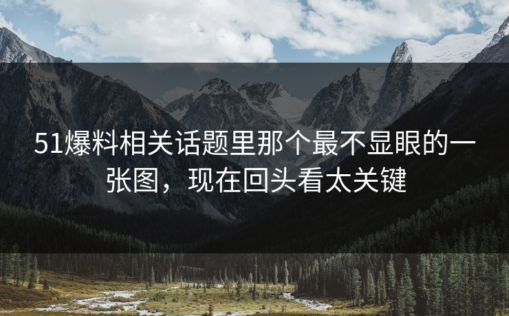 51爆料相关话题里那个最不显眼的一张图，现在回头看太关键